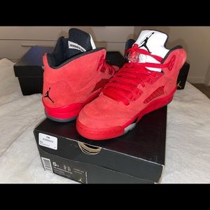 Jordan 5 Retro (Red Suede) 4.5y